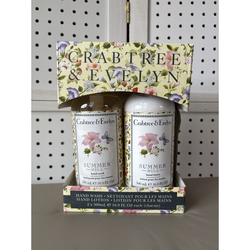 Crabtree & Evelyn Summer Hill Gift Set Hand Wash and Hand Lotion 16.9 floz Pump